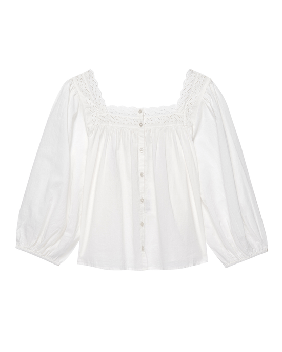 the Great Clothing The Eyelet Button Sleep Top in True White