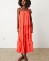 Velvet by Graham & Spencer Clothing Charlie Gathered Tier Dress in Crimson