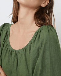 Velvet by Graham & Spencer Clothing Elly Elastic Neck Tea Dress in Basil