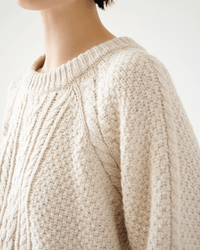 Velvet by Graham & Spencer Clothing Hermosa L/S Cable Crew in Oat