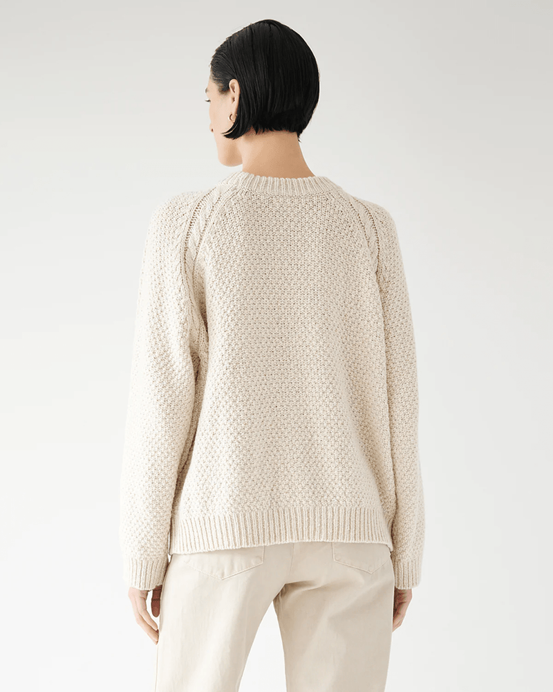 Velvet by Graham & Spencer Clothing Hermosa L/S Cable Crew in Oat