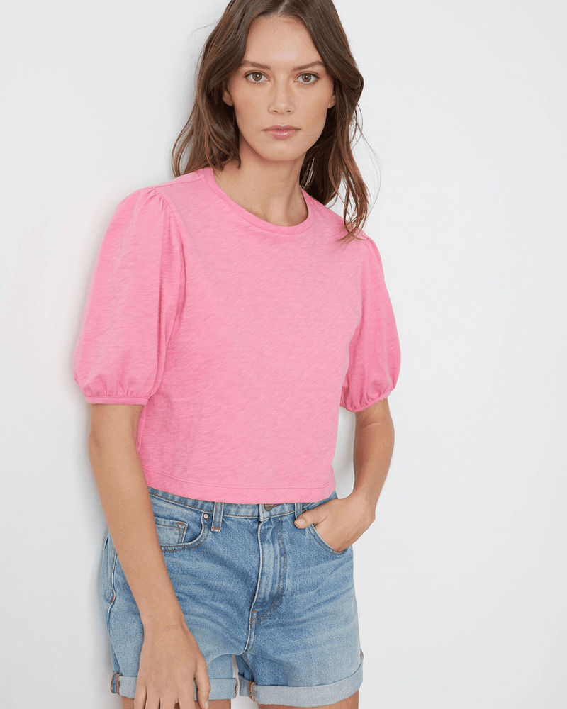 Velvet by Graham & Spencer Clothing Hilary Puff Cropped Top in Pop