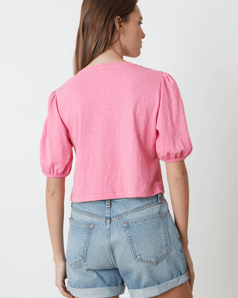 Velvet by Graham & Spencer Clothing Hilary Puff Cropped Top in Pop