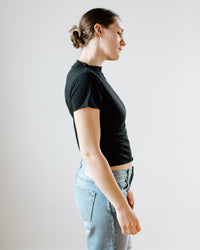 Velvet by Graham & Spencer Clothing Jackie Shirr Cap Slv Top in Black