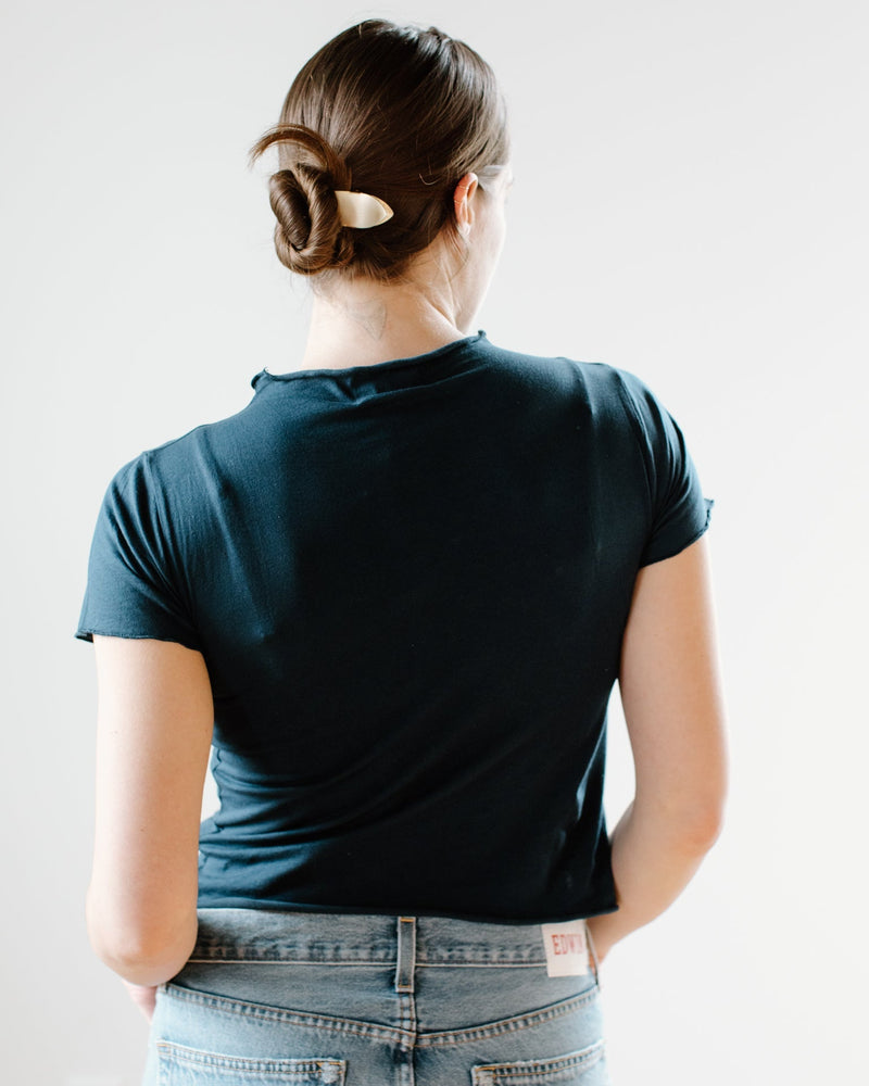 Velvet by Graham & Spencer Clothing Jackie Shirr Cap Slv Top in Midnight