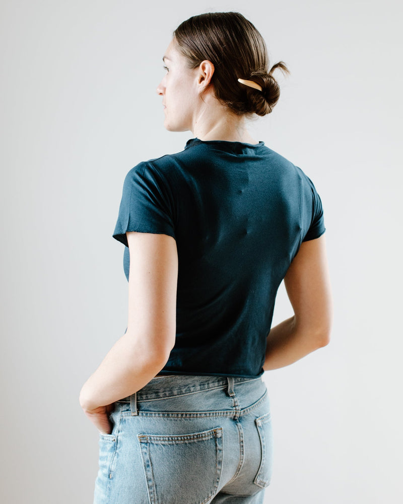 Velvet by Graham & Spencer Clothing Jackie Shirr Cap Slv Top in Midnight