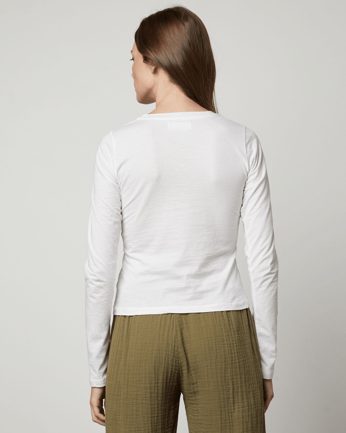 Velvet by Graham & Spencer Clothing Lillie L/S Crop Top in White