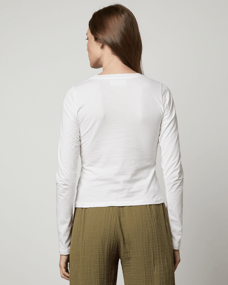 Velvet by Graham & Spencer Clothing Lillie L/S Crop Top in White