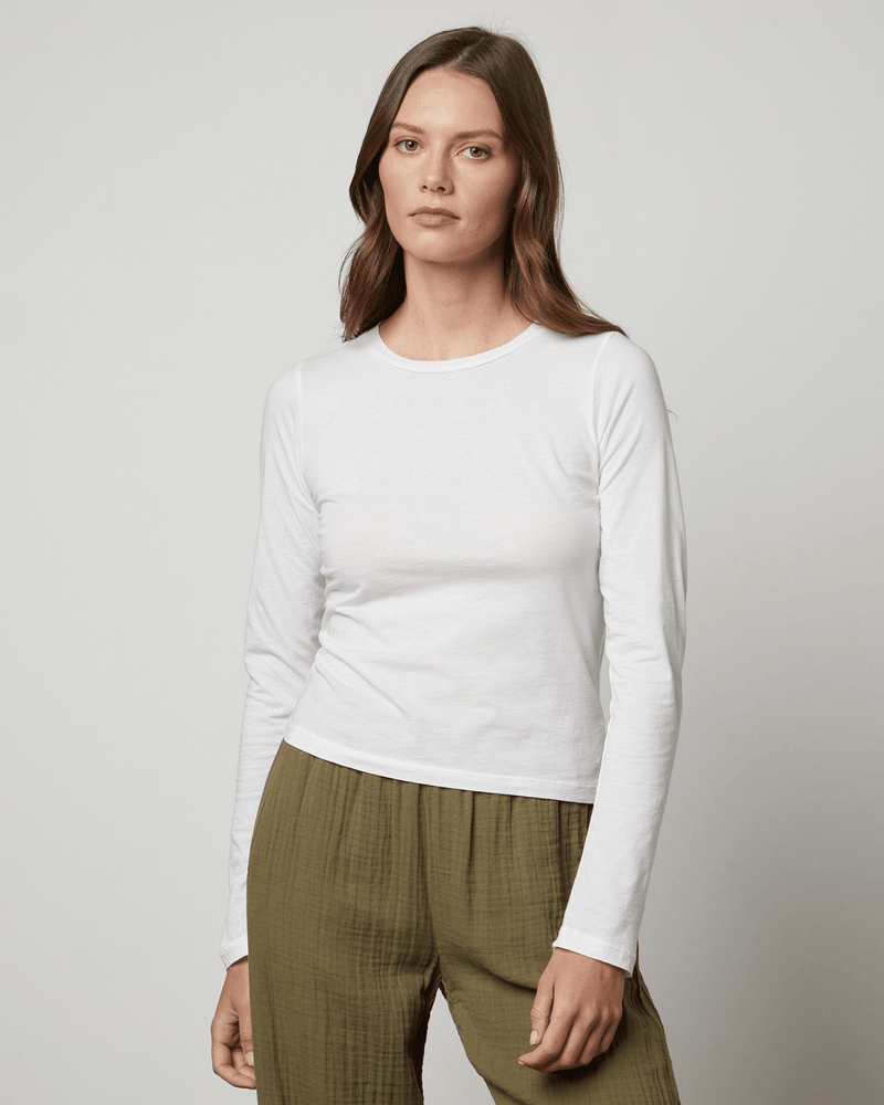 Velvet by Graham & Spencer Clothing Lillie L/S Crop Top in White