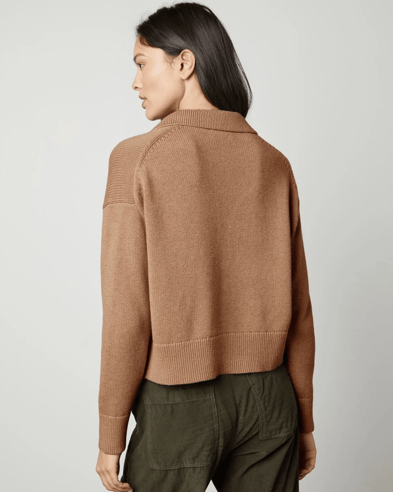 Velvet by Graham & Spencer Clothing Lucie Polo Sweater in Camel