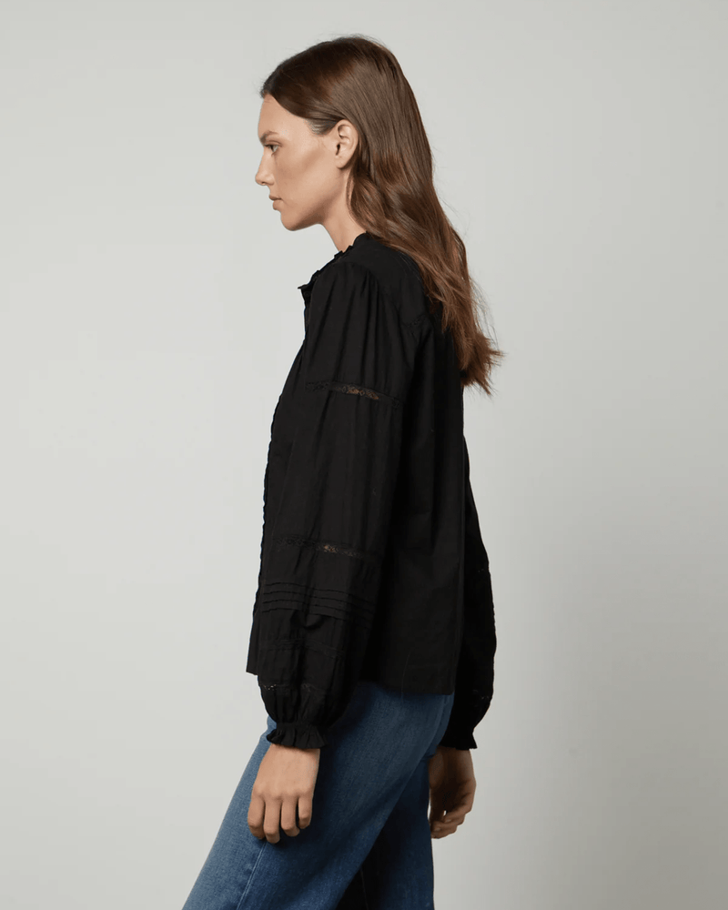 Velvet by Graham & Spencer Clothing Romy Lace Boho Top in Black