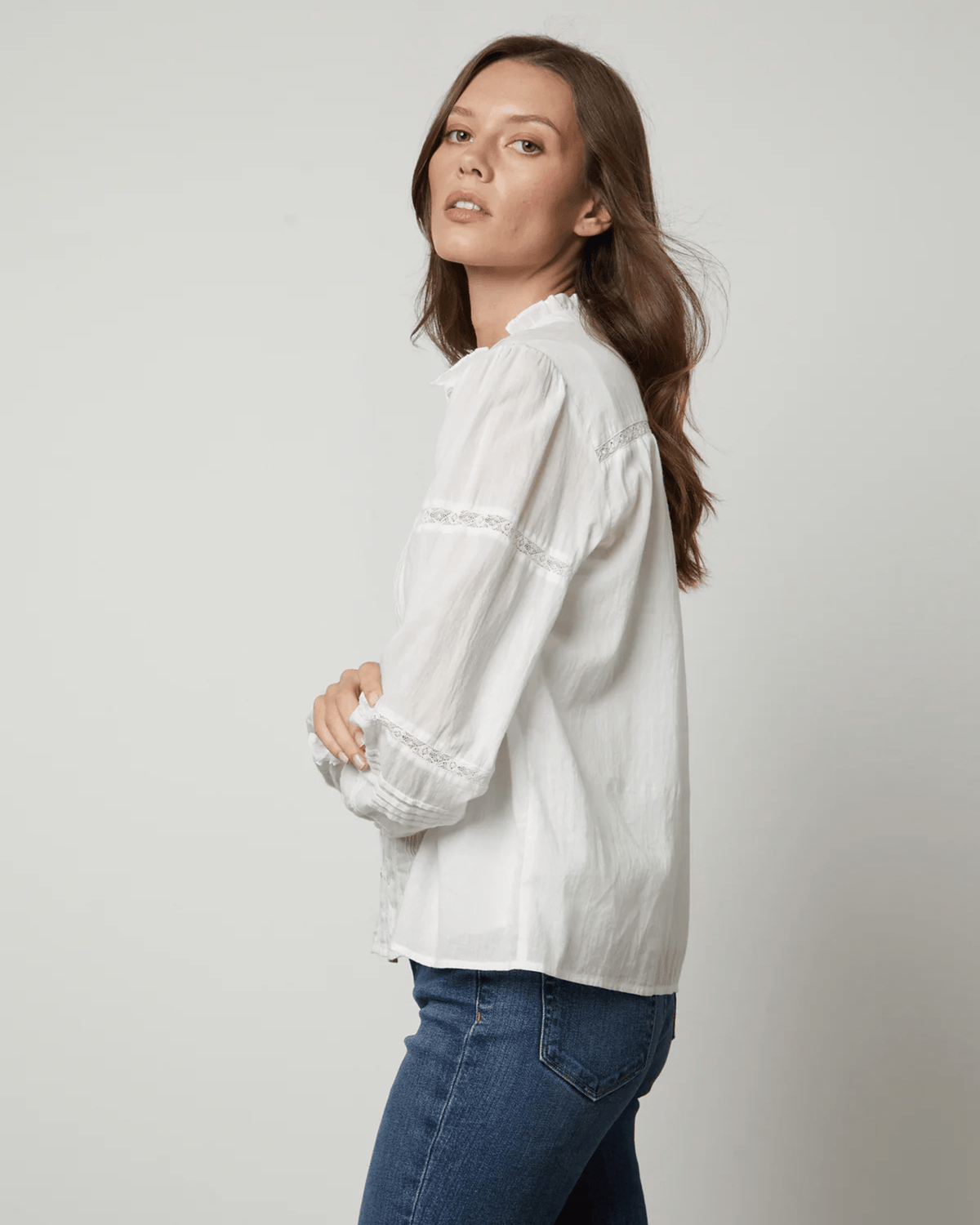 Velvet by Graham & Spencer Clothing Romy Lace Boho Top in White