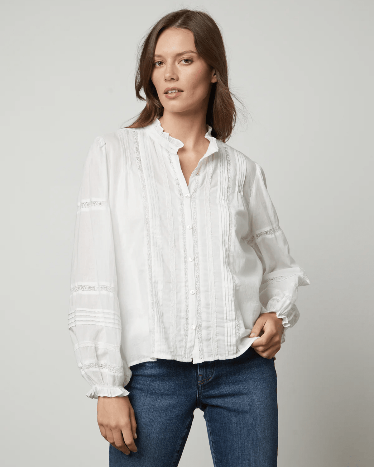 Velvet by Graham & Spencer Clothing Romy Lace Boho Top in White