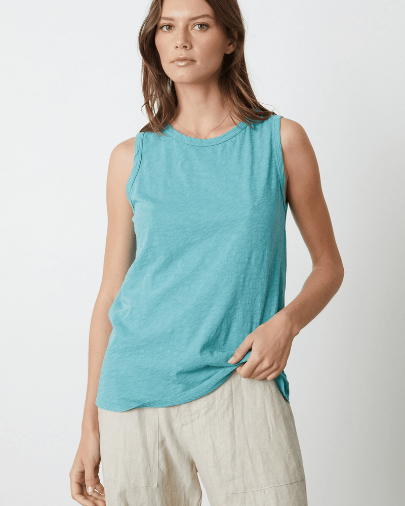 Velvet by Graham & Spencer Clothing Taurus Tank in Turquoise