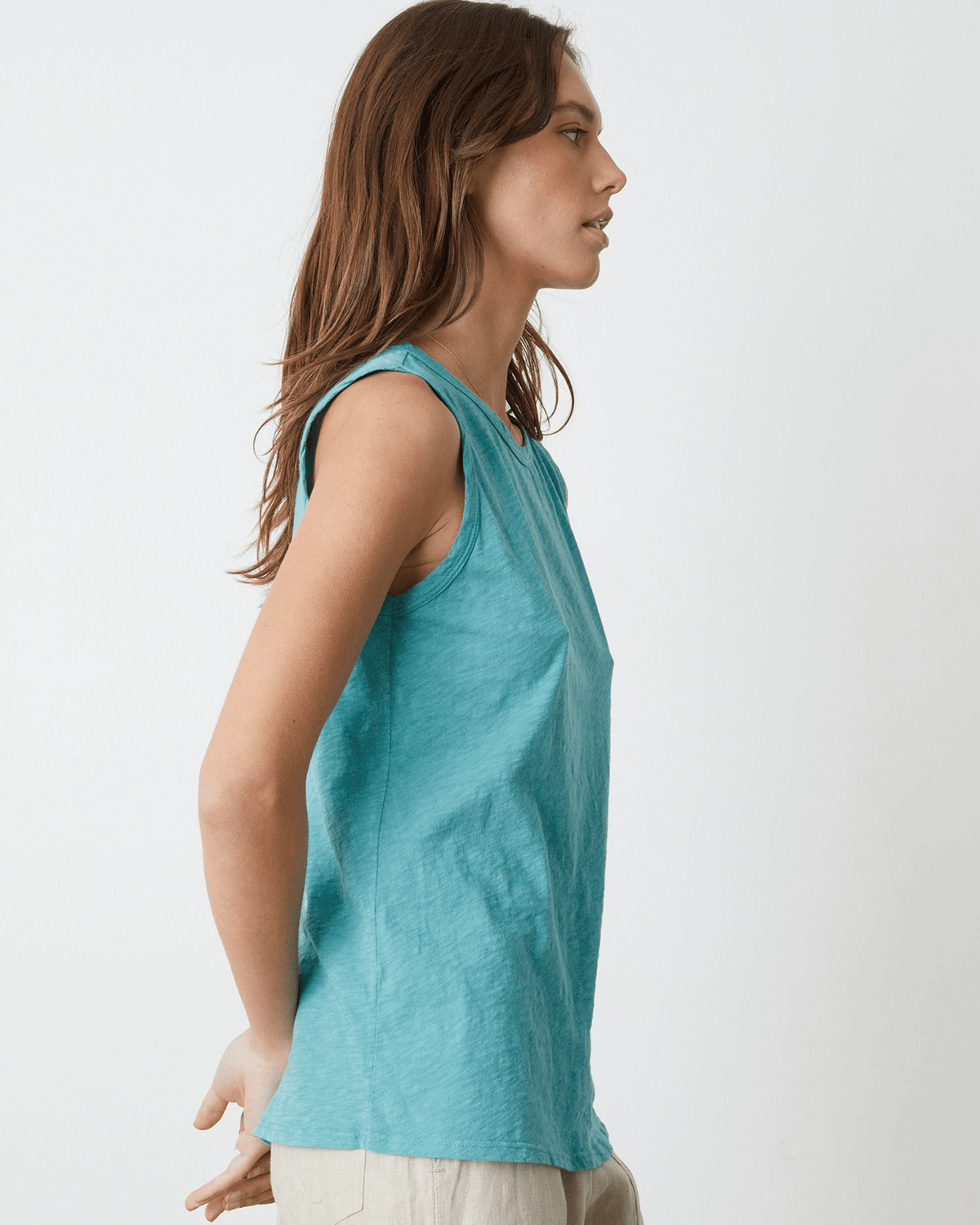 Velvet by Graham & Spencer Clothing Taurus Tank in Turquoise