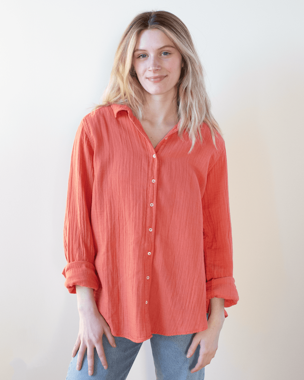 Kalinga Ashok Basic Shirt Zeeman Paprika Blouse Paprika Kledij