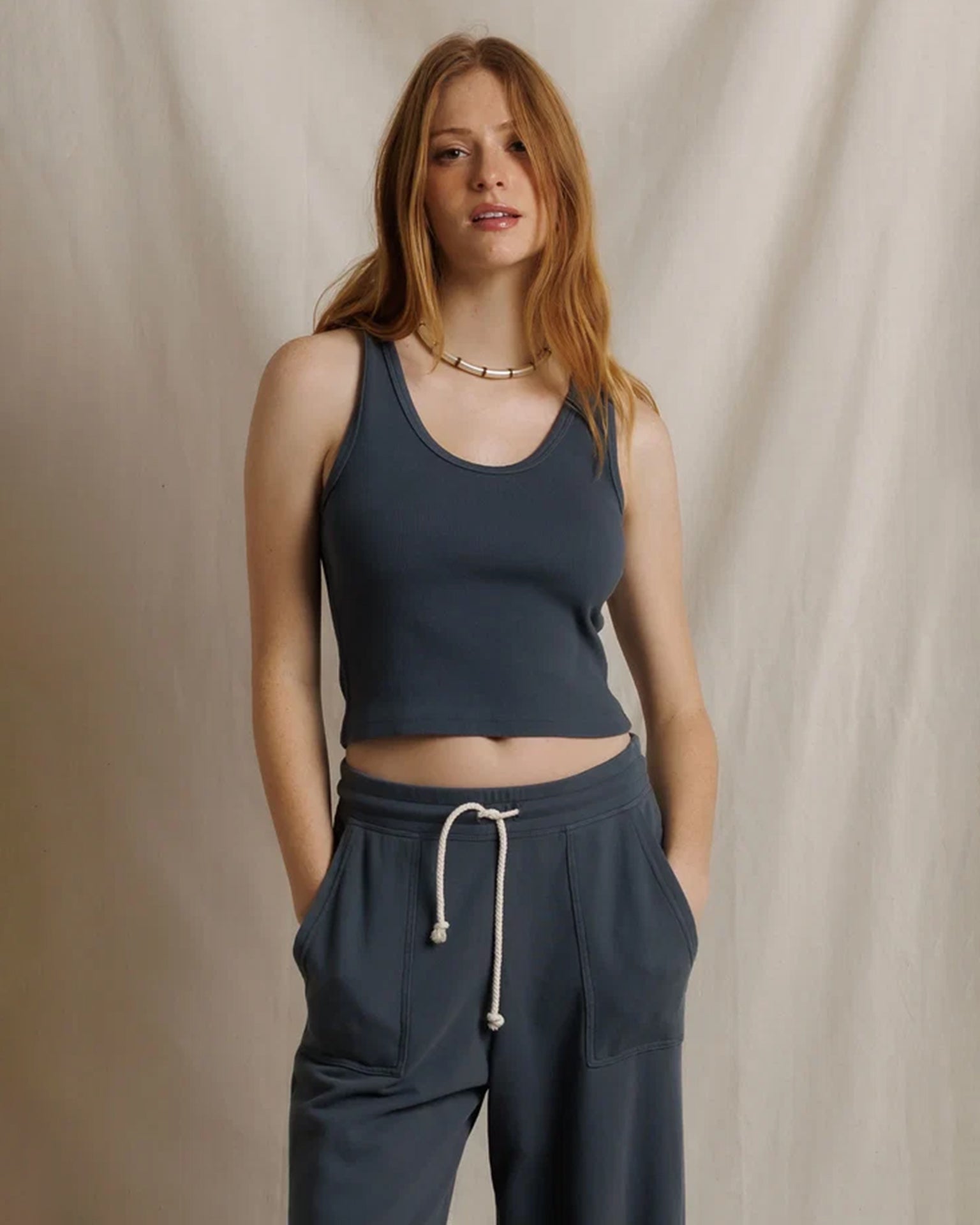 Blondie - Structured Rib Bra Friendly Tank in Turbulence