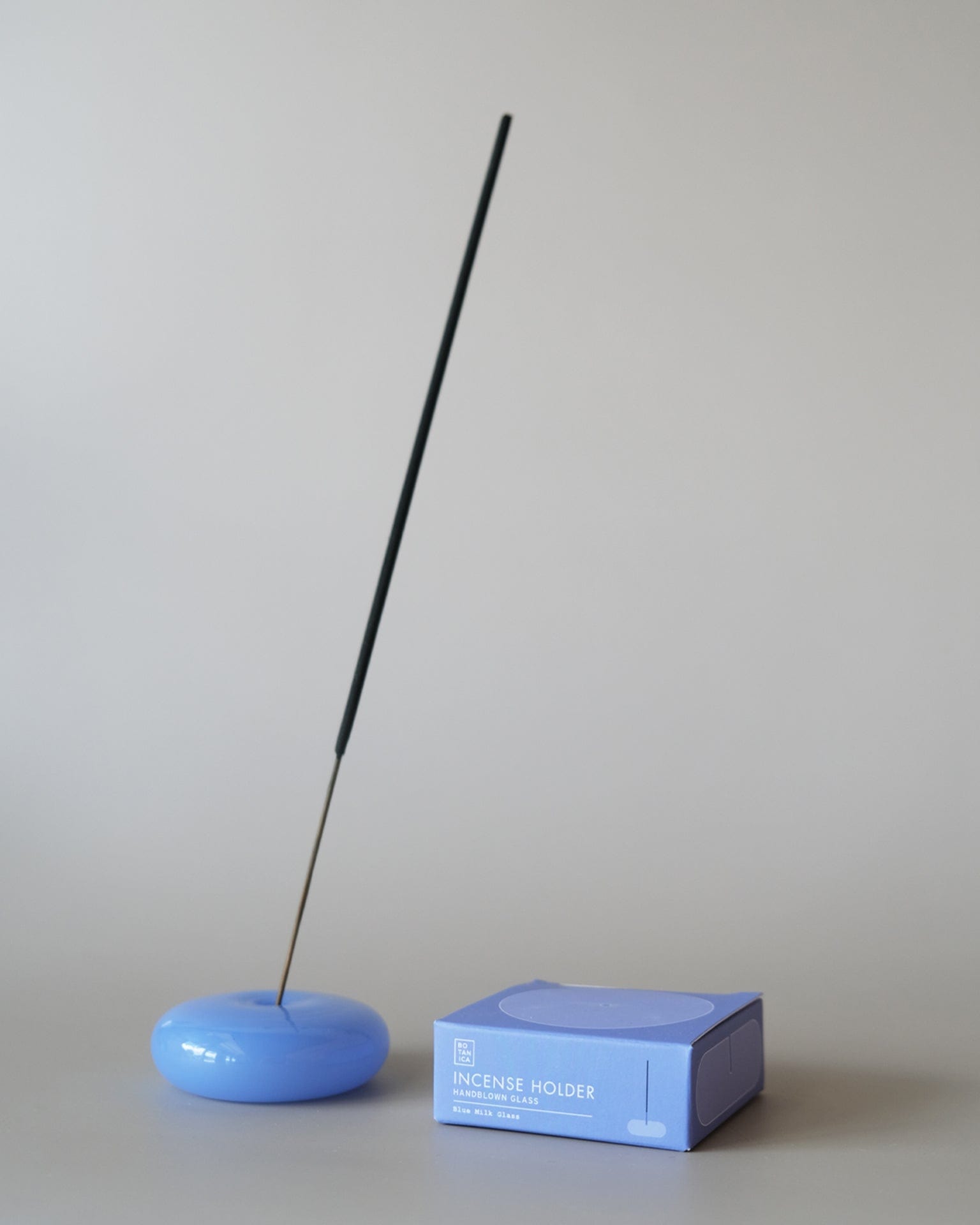 Bubble Glass Incense Holder - Blue Milk Glass