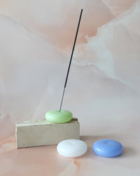 BOTANICA HOME Bubble Glass Incense Holder - Blue Milk Glass