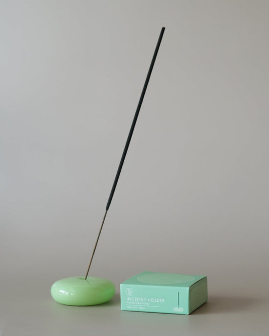 BOTANICA Bubble Glass Incense Holder - Jade Milk Glass 