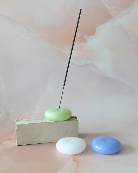 BOTANICA Bubble Glass Incense Holder - Jade Milk Glass 