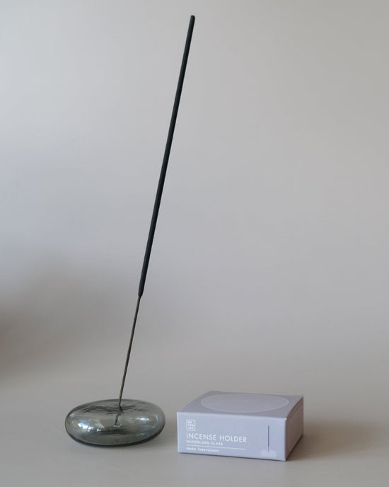 BOTANICA HOME Bubble Glass Incense Holder - Smoke Glass