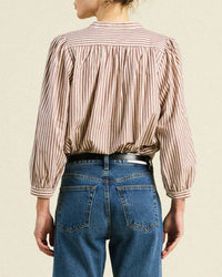 Clara Blouse in Burgundy Stripe - Bliss Boutiques
