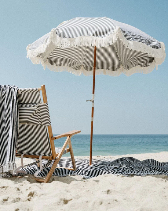 Business & Pleasure Co Premium Beach Umbrella - Laurens Navy Stripe 