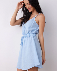 Button Front Cami Mini Dress in Seaside