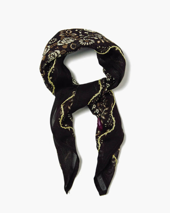 Chan Luu Appliqued Rosette Bandana in Jet Black 