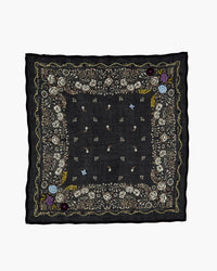 Chan Luu Appliqued Rosette Bandana in Jet Black 