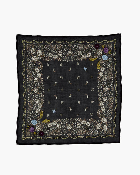 Chan Luu Appliqued Rosette Bandana in Jet Black 