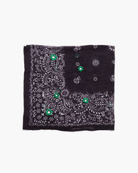 Chan Luu Tiny Emb Bandana in Black/Green 2 - Bliss Boutiques