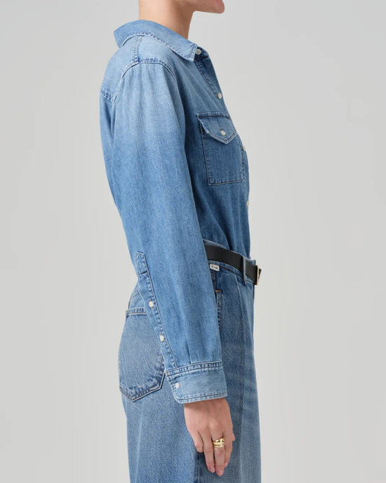 Citizens of Humanity Baby Shay Cropped Shirt in Carolina Blue 