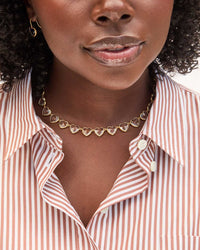 Clare V. Bezel Heart Collar in Vintage Gold/Clear 