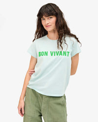 Clare V. Bon Vivant Classic Tee in Sky Blue w/ Grass 
