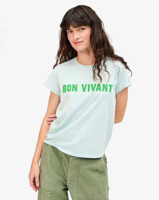 Clare V. Bon Vivant Classic Tee in Sky Blue w/ Grass 