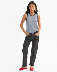 Clare V. Camp Fit Tank - C/L Mini Stripe in Navy/Cream 2 - Bliss Boutiques