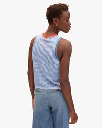 Clare V. Camp Fit Tank in Blue/Cream 