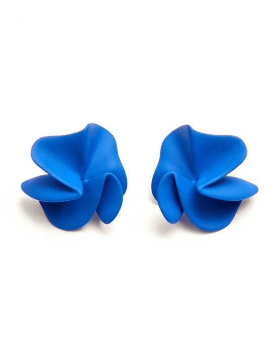 Clare V. Coated Statement Stud Earrings in Vintage Gold/Cobalt 