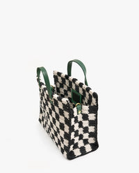 Clare V. Crochet Checker Petit Summer Simple Tote in Black & Cream 