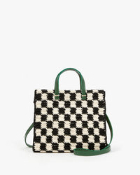 Clare V. Crochet Checker Petit Summer Simple Tote in Black & Cream 