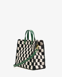 Clare V. Crochet Checker Petit Summer Simple Tote in Black & Cream 