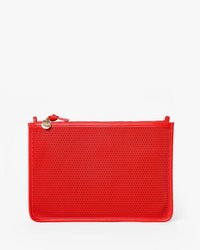 Clare V. Flat Clutch w/ Tabs - Diamond Perf in Bright Poppy 1 - Bliss Boutiques