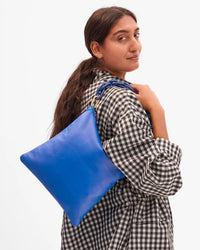 Clare V. Foldover Clutch w/ Tabs - L'ete Nappa in Electric Blue 4 - Bliss Boutiques