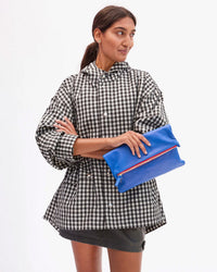 Clare V. Foldover Clutch w/ Tabs - L'ete Nappa in Electric Blue 2 - Bliss Boutiques
