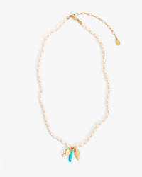 Clare V. Freshwater Pearl Charm Necklace - 18in in Cream Multi 1 - Bliss Boutiques