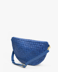 Clare V. Grande Fanny - Medium Woven Diagonal in French Blue 4 - Bliss Boutiques