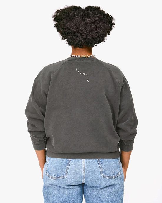 Clare V. "Iconique" Sweatshirt in Faded Black w/ Cream 