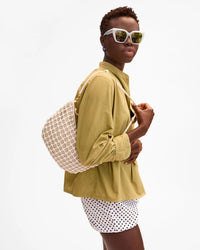 Clare V. Knot Woven Leather Lune in White 